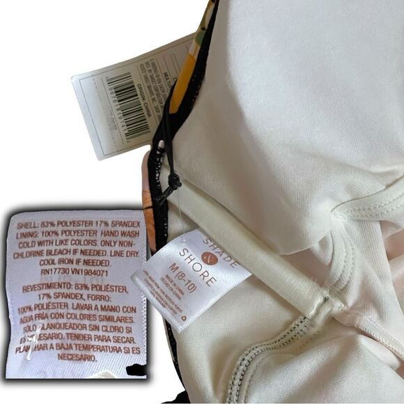 Shade&Shore Multi Floral Halter Keyhole Bandeau Tie Back One Piece Swimsuit NWT - Picture 15 of 16